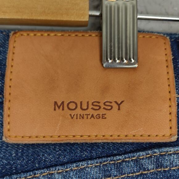 MOUSSY Vintage CHECOTAH SKINNY Distressed Dark Rinse Jeans Size 28 - Picture 10 of 16